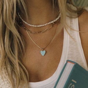 James Michelle Tainted Heart Necklace - Blue